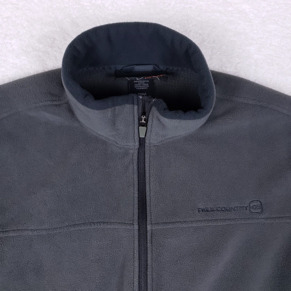 Free Country Fleece Jacket Mens Small Full Zip Gray Technical Outdoor Gorpcore - Picture 2 of 9